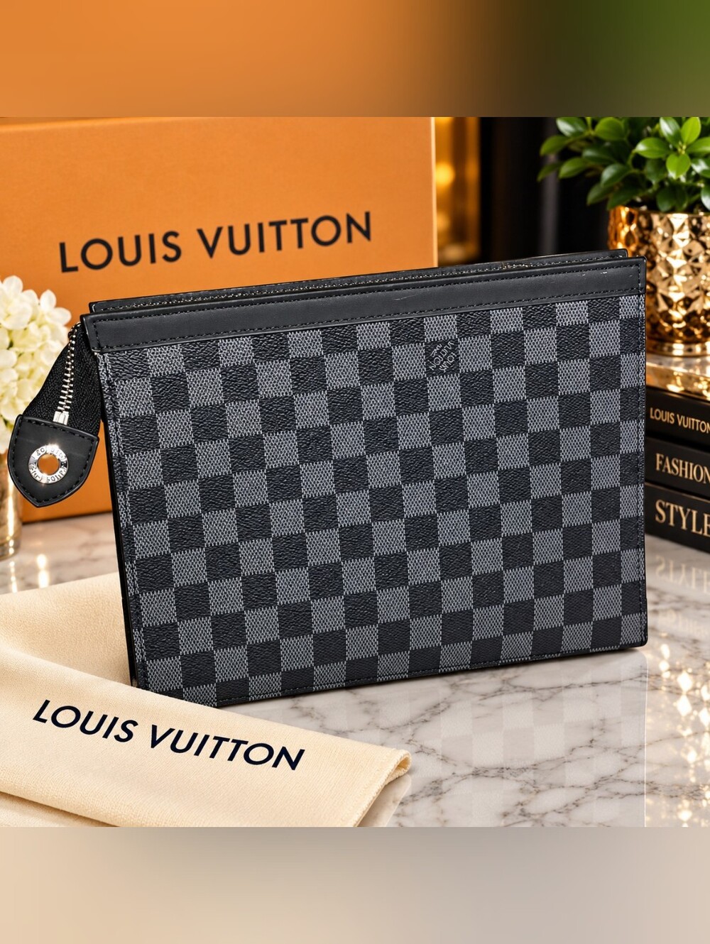LV Designer Luxury Inspired Makeup Toiletry Pouch Clutch Bag BLACK NEW